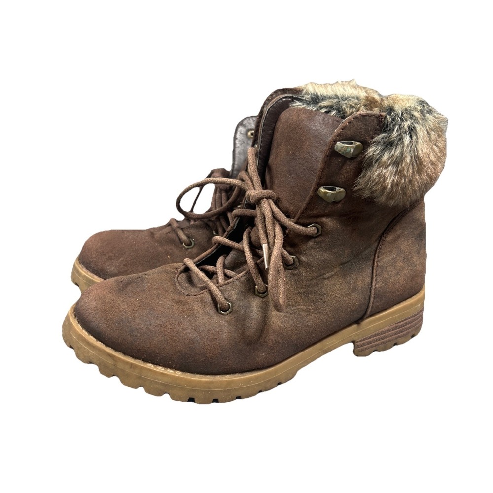Cliffs by White Mountain‎ Boots Womens 6M Hiking Shoes HandMade Leather Fuax Fur